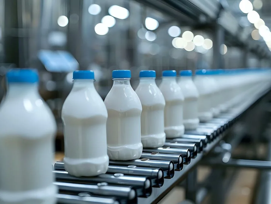Линия розлива молочной продукции на пищевом производстве